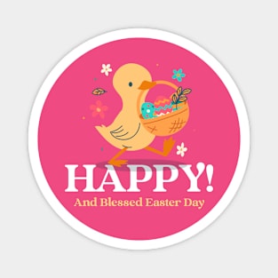 Happy Easter Cute Duckling Easter Egg Hunt Magnet